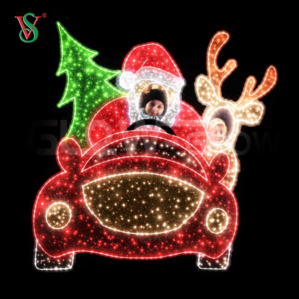 Outdoor Lighting Use Water Shopping Mall Business Center Santa Clause Christmas Decoration 2D Selfie LED Motif Lights