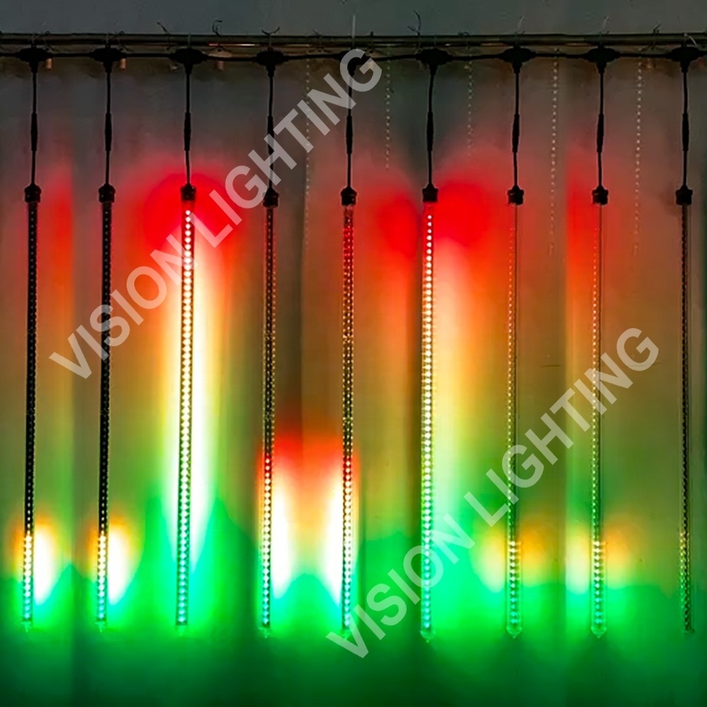 1m 30mm Diameter Black Color Rgb Shower Rain Battery Dmx Club Lighting Vertical 3d Tube Lights Led Meteor Tube