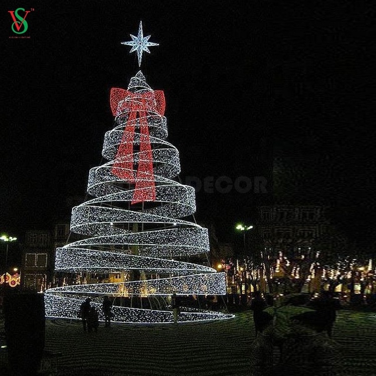 hot selling white outdoor decorative rope light metal frame spiral 3d led christmas tree