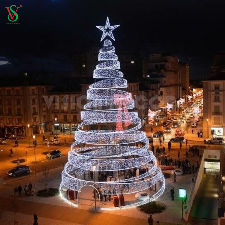 hot selling white outdoor decorative rope light metal frame spiral 3d led christmas tree