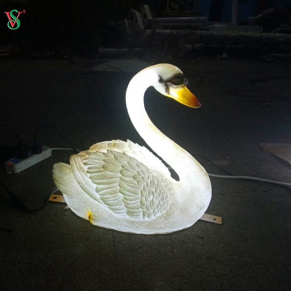 Life Size 3D Resin Arts Swan Fiberglass Resin Statues for Zoo Amusement Park Decoration