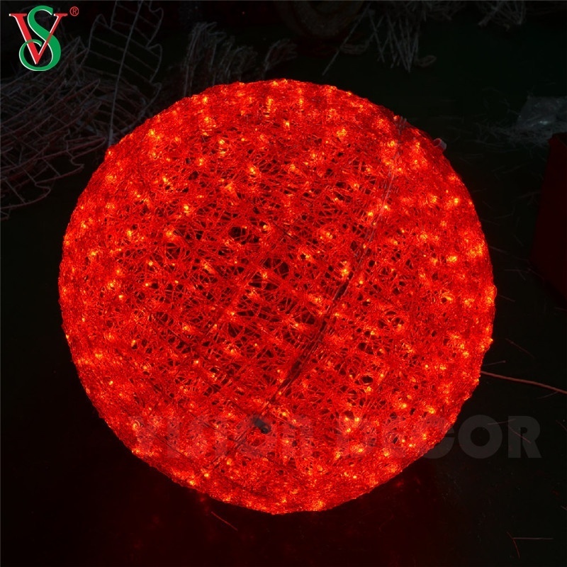 Size 60CM 3D Outdoor Large Hanging Ball Lights LED Christmas Sphere with Acrylic