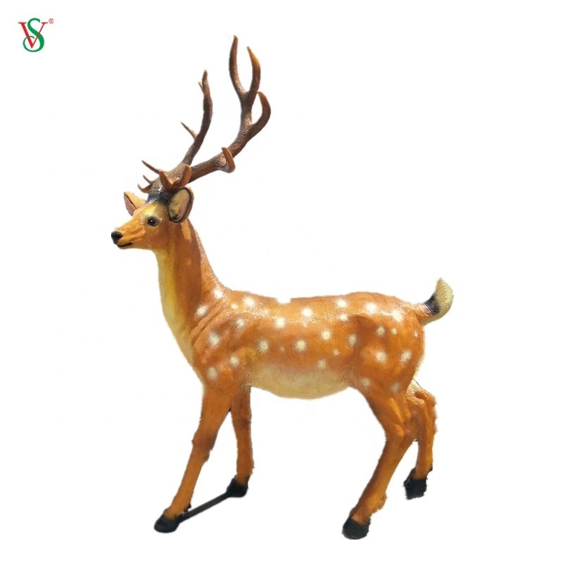 Fiberglass Animal Sculpture of Spotted Deer Animal Model Statue Sika Deer Custom Hotel Garden Decoration Cartoon Animals