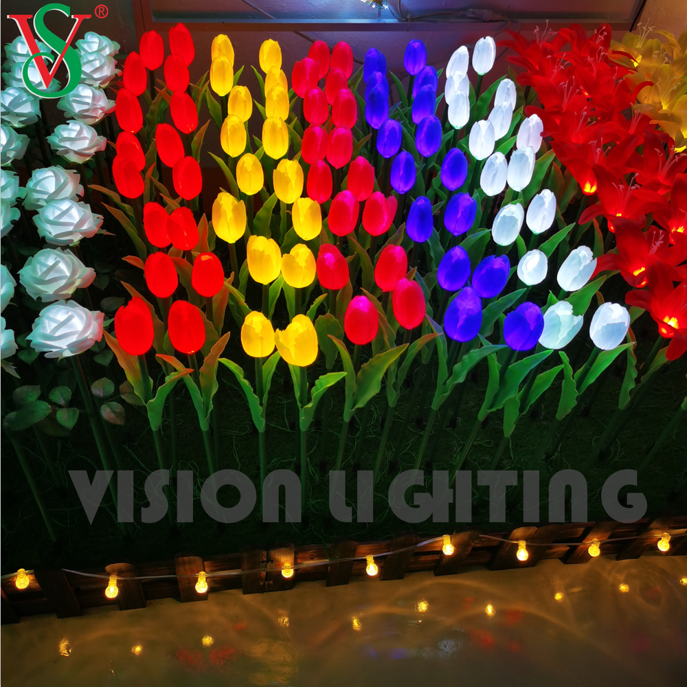 Wholesale DMX/SPI WS2811 Pixel RGB Artificial Flower Led Tulip Lights for Outdoor Landscape Decoration