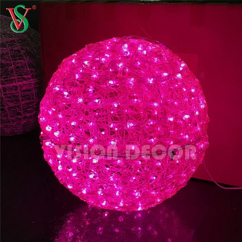 Size 60CM 3D Outdoor Large Hanging Ball Lights LED Christmas Sphere with Acrylic