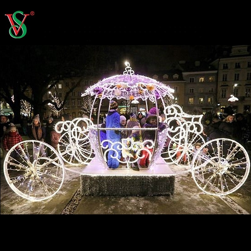 1.8m Giant Life Size Horse Carriage Motif Light Outdoor Large Christmas Santa Sleigh with Reindeer Decoration