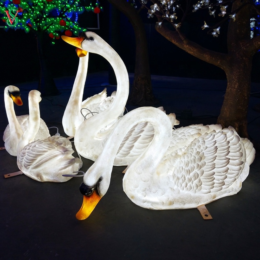 Life Size 3D Resin Arts Swan Fiberglass Resin Statues for Zoo Amusement Park Decoration