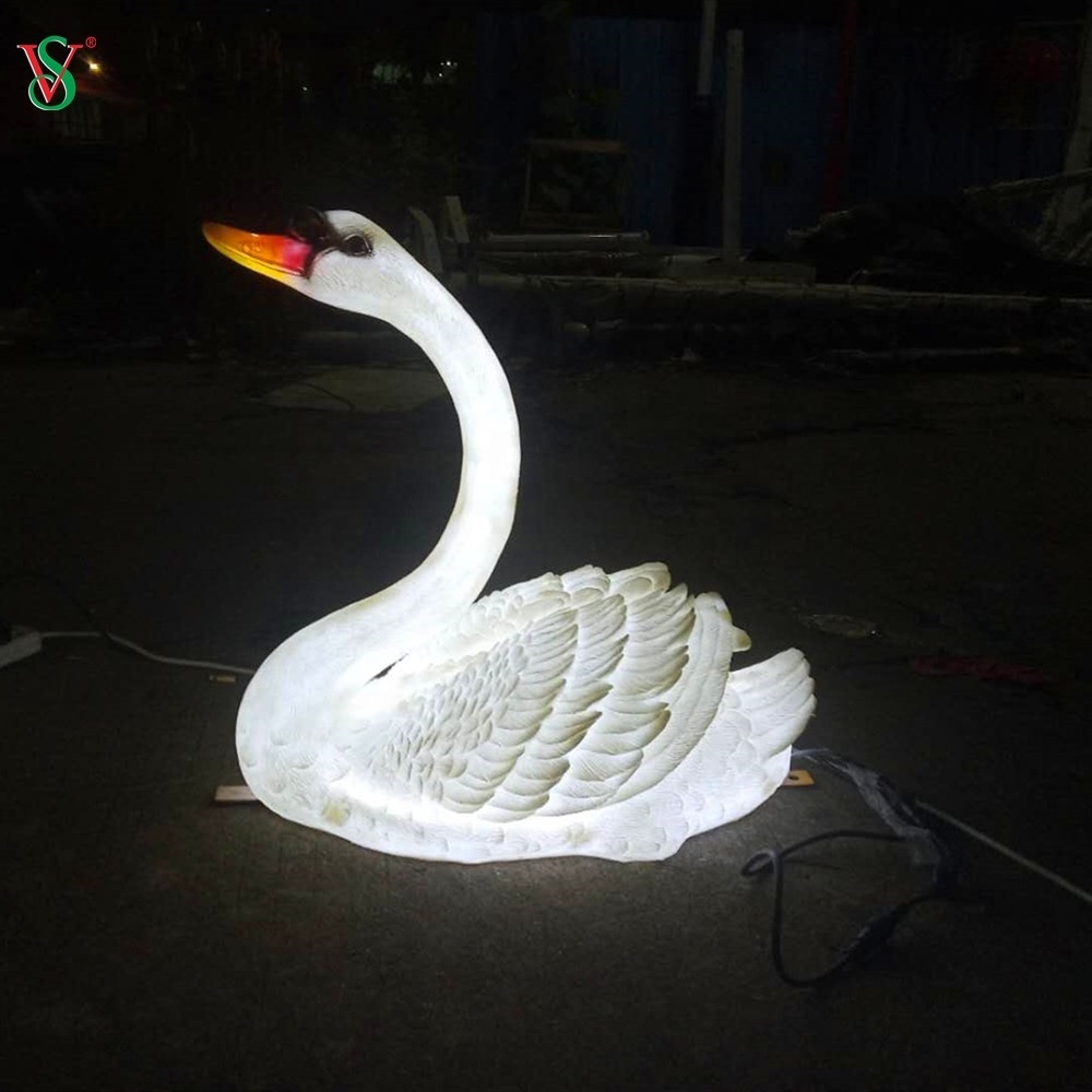 Life Size 3D Resin Arts Swan Fiberglass Resin Statues for Zoo Amusement Park Decoration