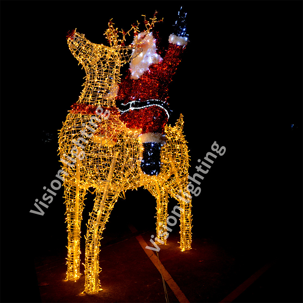 Landscape Christmas decoration Outdoor use IP65 Hot sale animal sculpture led reindeer 3D motif light