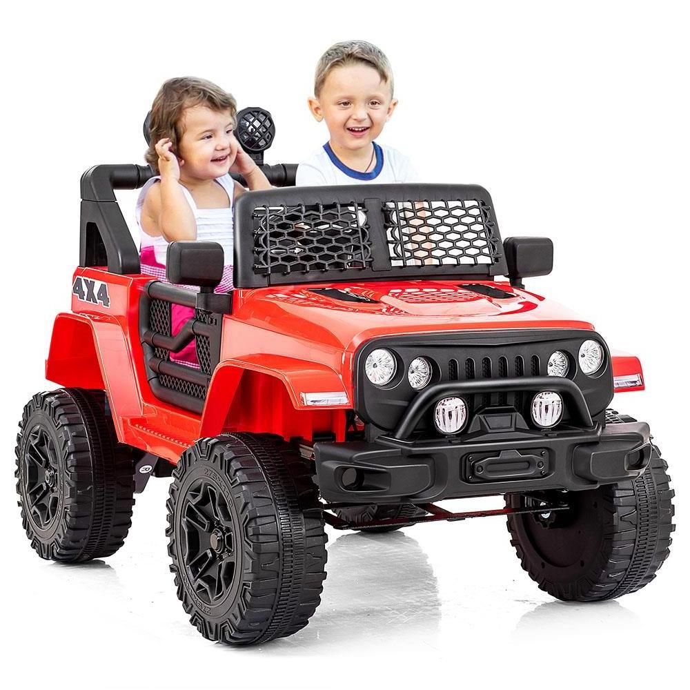 Kids Ride On Car 4 Wheels 2 Seats 12V Remote Control 2 Speed 30W Motor Soft Start Horn Front Light Toy Kids Car