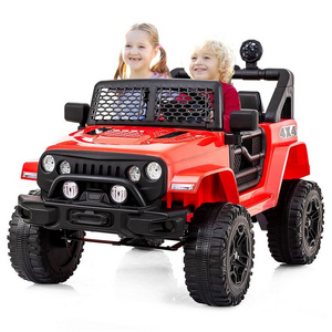 Kids Ride On Car 4 Wheels 2 Seats 12V Remote Control 2 Speed 30W Motor Soft Start Horn Front Light Toy Kids Car