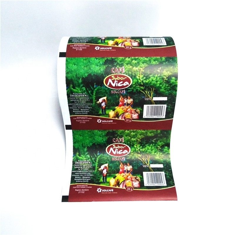 printed aluminum foil ground coffee packaging/coffee packaging bag with one ways valve/coffee wrapping film