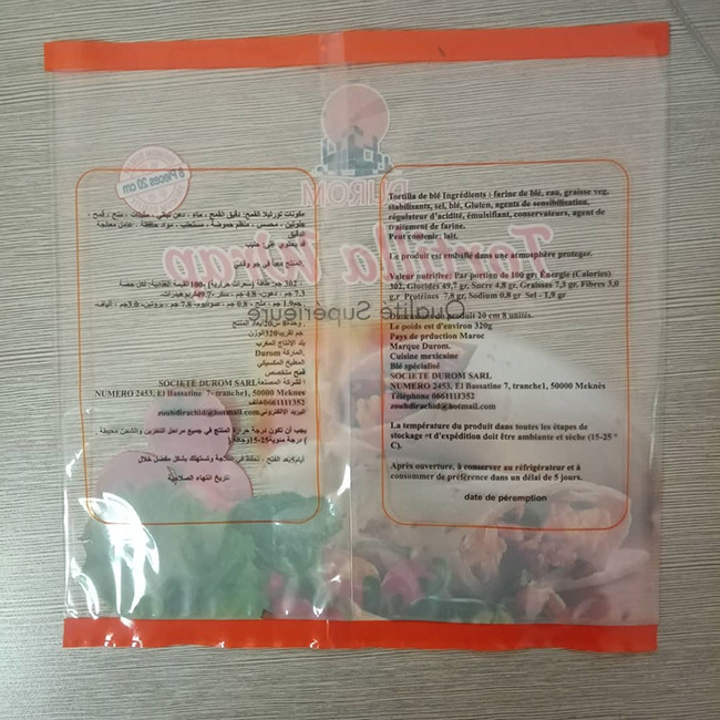 arabic bread plastic bag tortilla packaging plastic bags customized printed plastic packaging