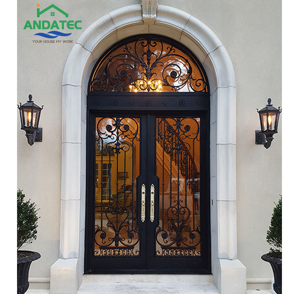 2024 fancy metal gate doors designs interior single decorative glass wrought iron front entry door