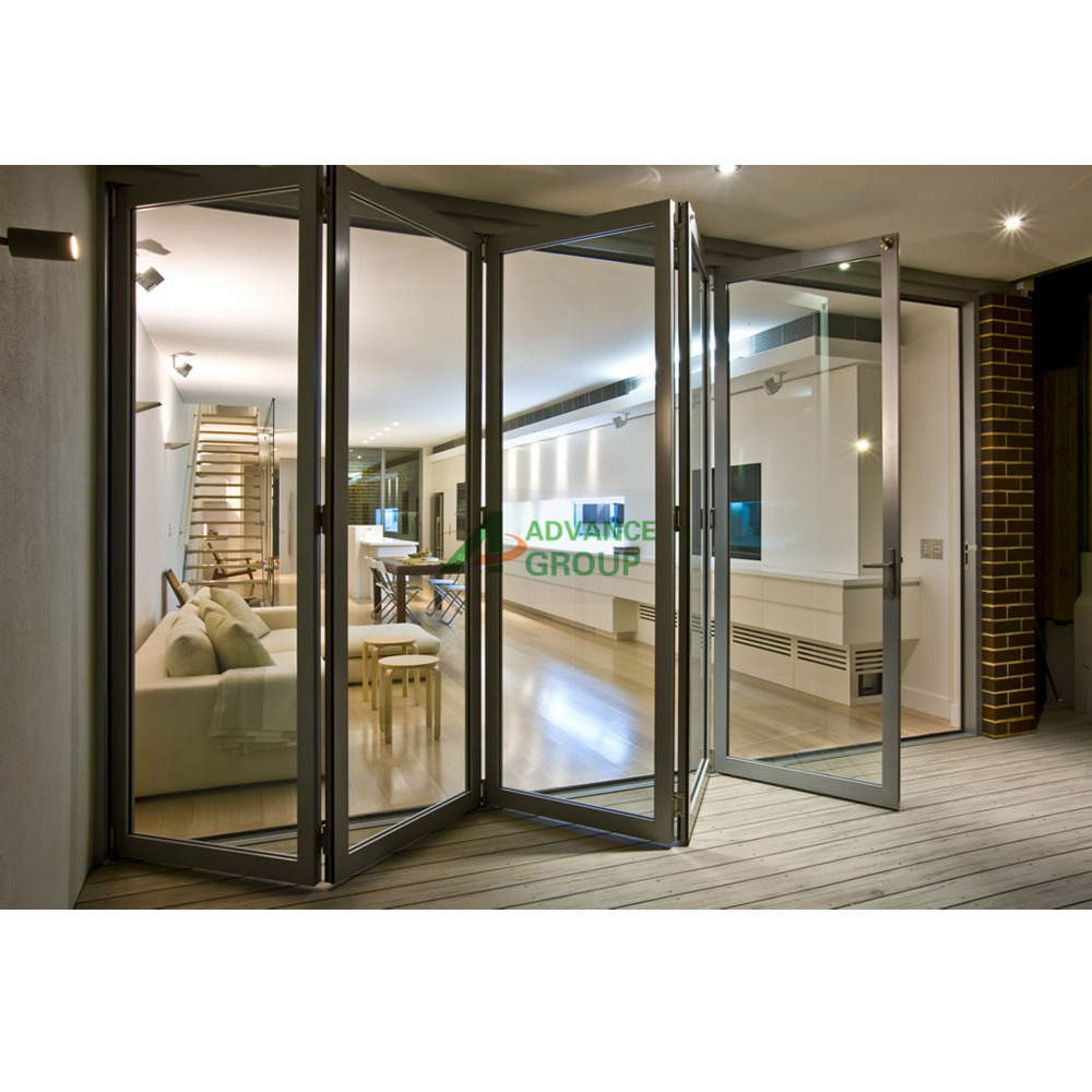 Anda Customized Folding Doors Glass Bifold Commercial Double Glazed Hurricane Bifold Doors With Security Screen