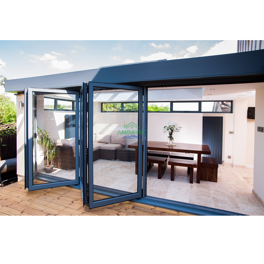 Factory wholesale aluminium hurricane proof exterior bifold patio folding glass doors outswing energy efficient bifold doors