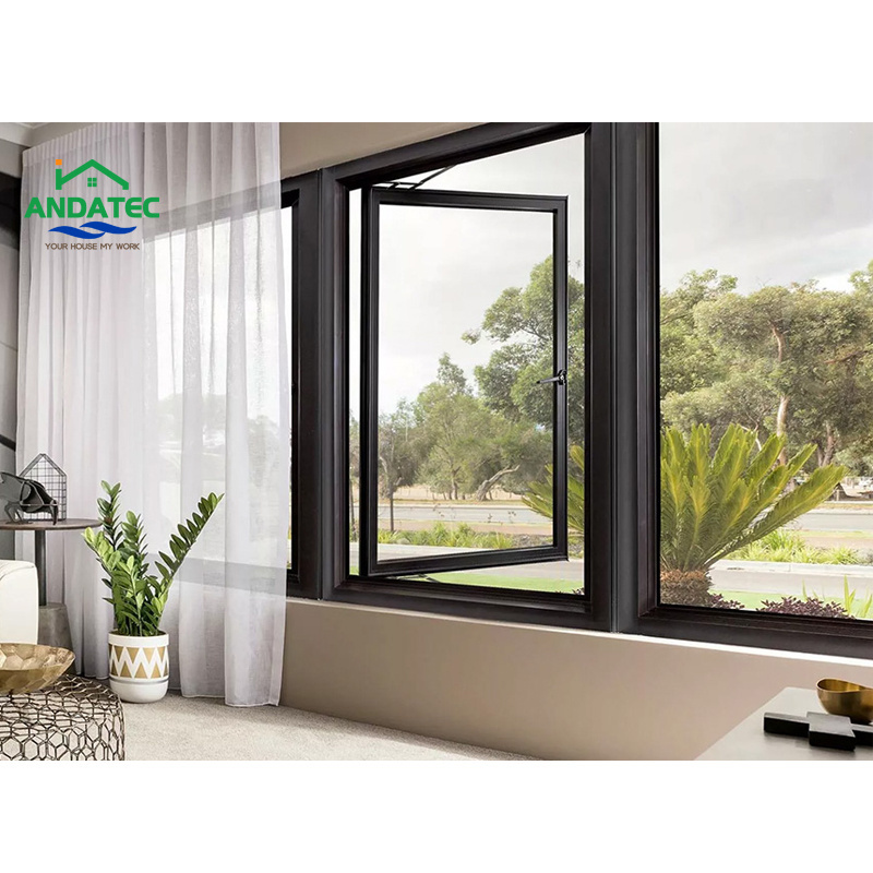 Anda High Quality Hurricane Impact Tempered Glass Double Glazed Windows Balcony Aluminum Casement Window