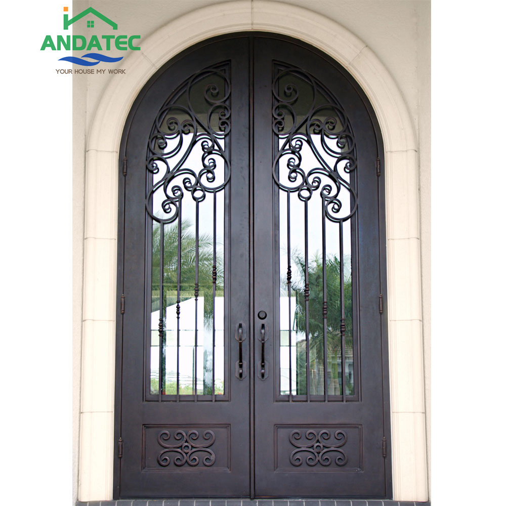 High Quality Factory Price Main Entrance Metal Wrought Iron Door Grill Design Iron Doors Exterior