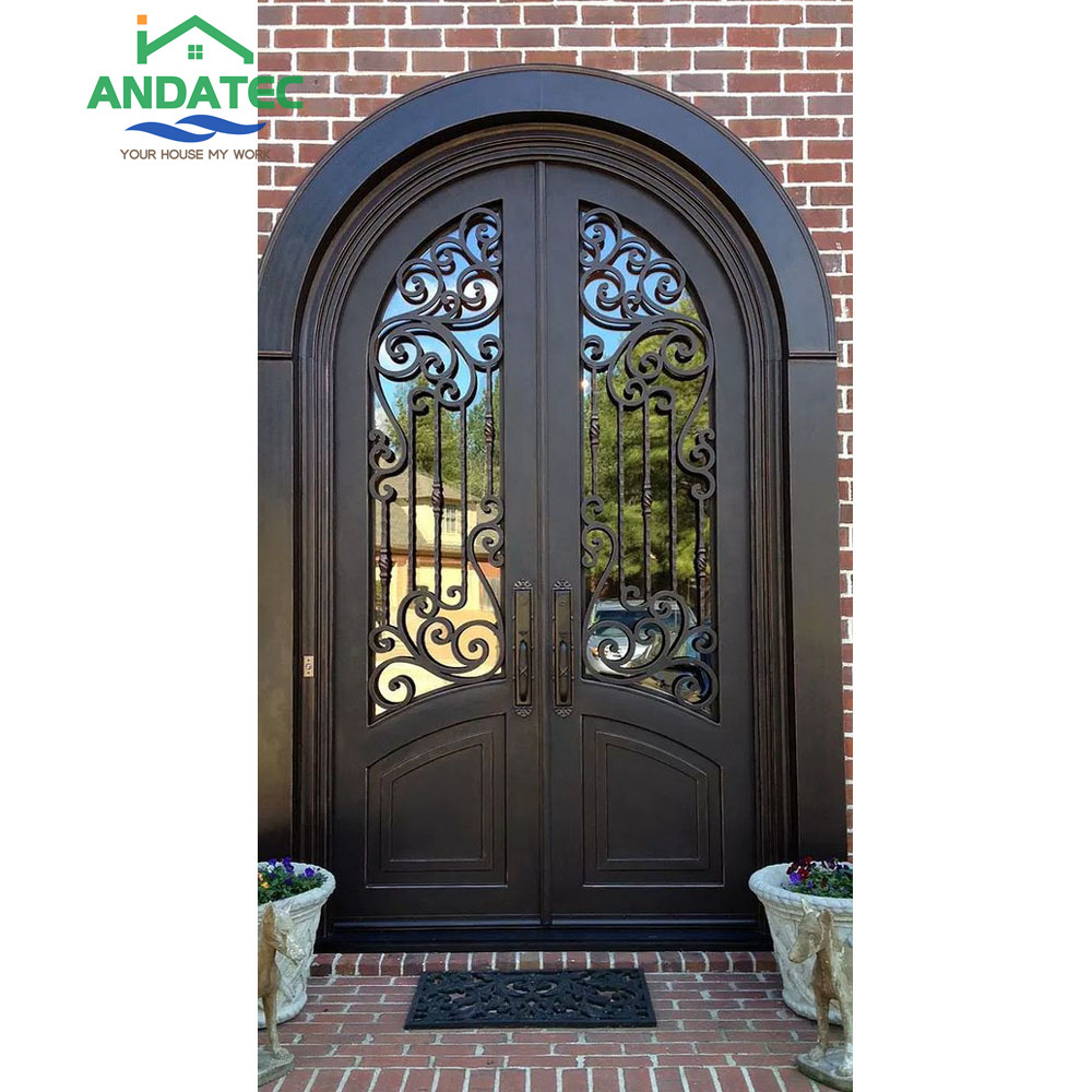 2024 fancy metal gate doors designs interior single decorative glass wrought iron front entry door