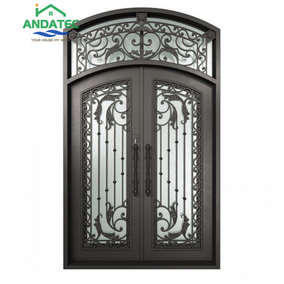 2024 Luxury main entry exterior glass lowes storm black stainless wrought iron cast doors