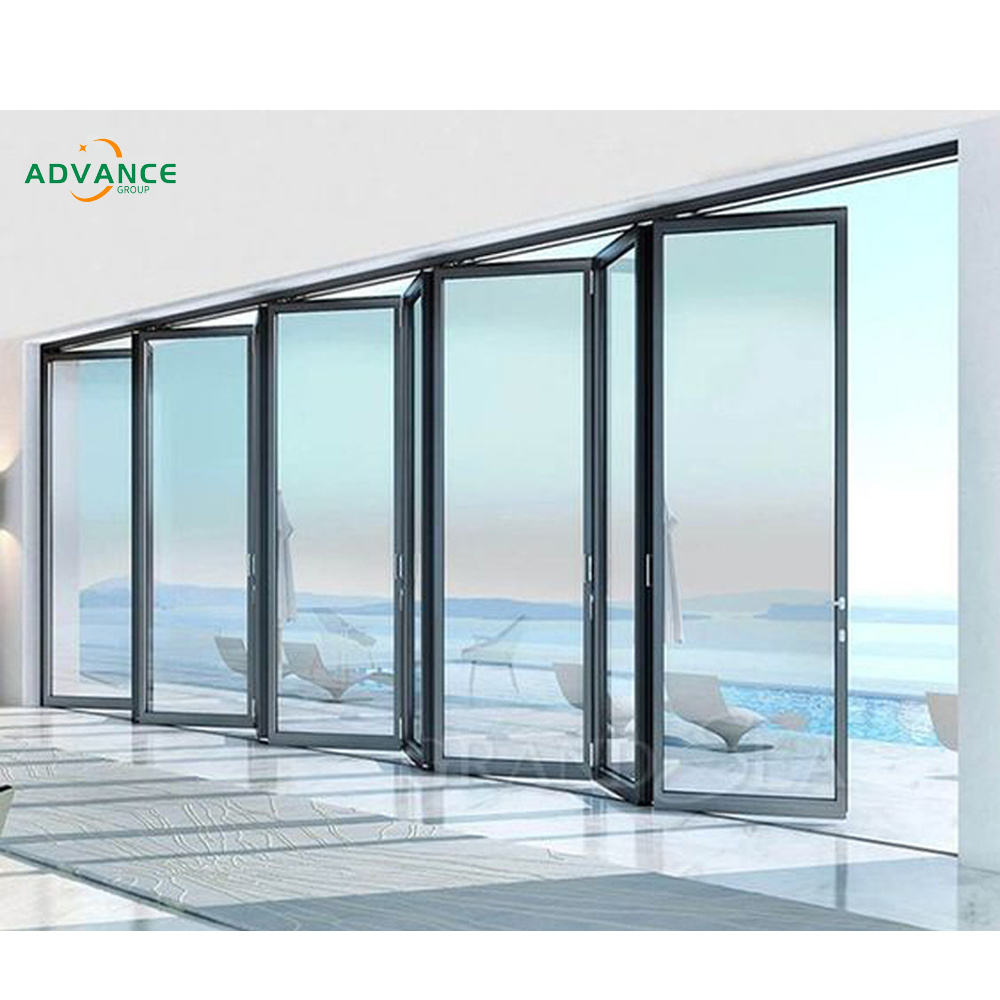 Cheap Custom Veranda Exterior Accordion Bifold Door Glass Sliding Patio Bi-Folding Bifold Aluminum Bi Folding Door