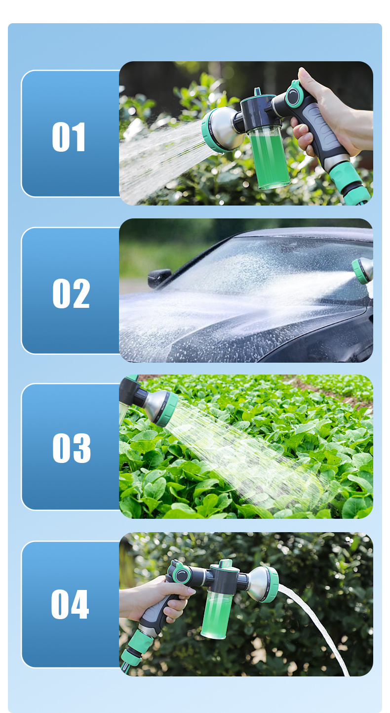 10 pattern Plastic water garden Hose Nozzle car cleaning foam wash water spray gun