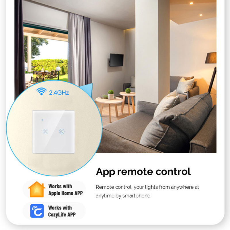 Factory Apple HomeKit EU Smart Switch 100-240V 1/2/3/4 Gang Smart Home Compatible with Alexa Google Home With Neutral