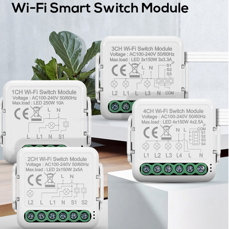 100000 times 1CH ABS and PC wifi switch module with neutral wire support Alexa and Google Home