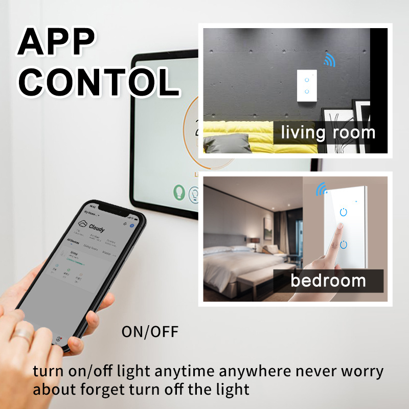 Alexa Smart Switch US Standard Tuya Control Works with Google Home Voice Control WiFi Smart Home Touch Switches Need neutral