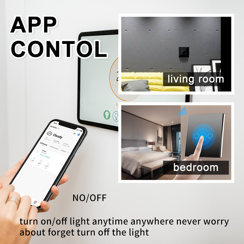 2/3 Way Wifi+f Wall Touch Smart Light Switch With Neutral/No Neutral,No Capacitor Smart Life/Tuya Control compatible AlexaGoogle