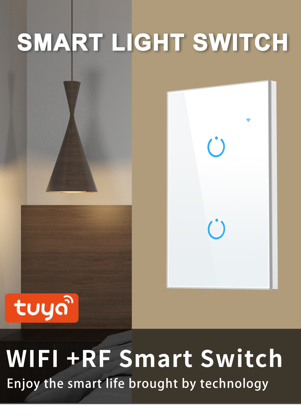 Alexa Smart Switch US Standard Tuya Control Works with Google Home Voice Control WiFi Smart Home Touch Switches Need neutral