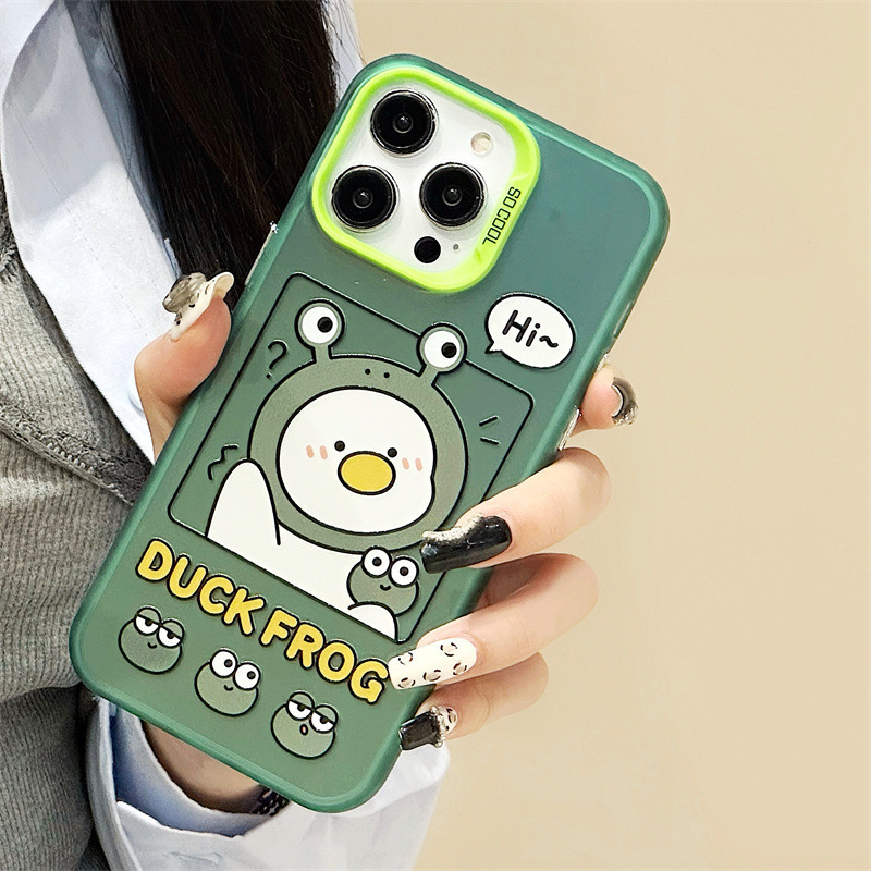 Custom Luxury Trending Cartoon Duck Frog UV Painting Printing Sublimation Mobile Phone Case for iPhone 11 12 13 14 15 Pro Max