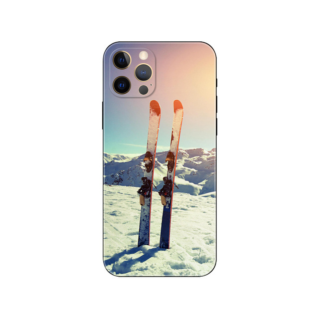 Custom ski neige Snowboard Silicone Cover For iPhone 11/12/13/14/15 Pro Max UV Printing Mobile Cell Phone Sublimation Case