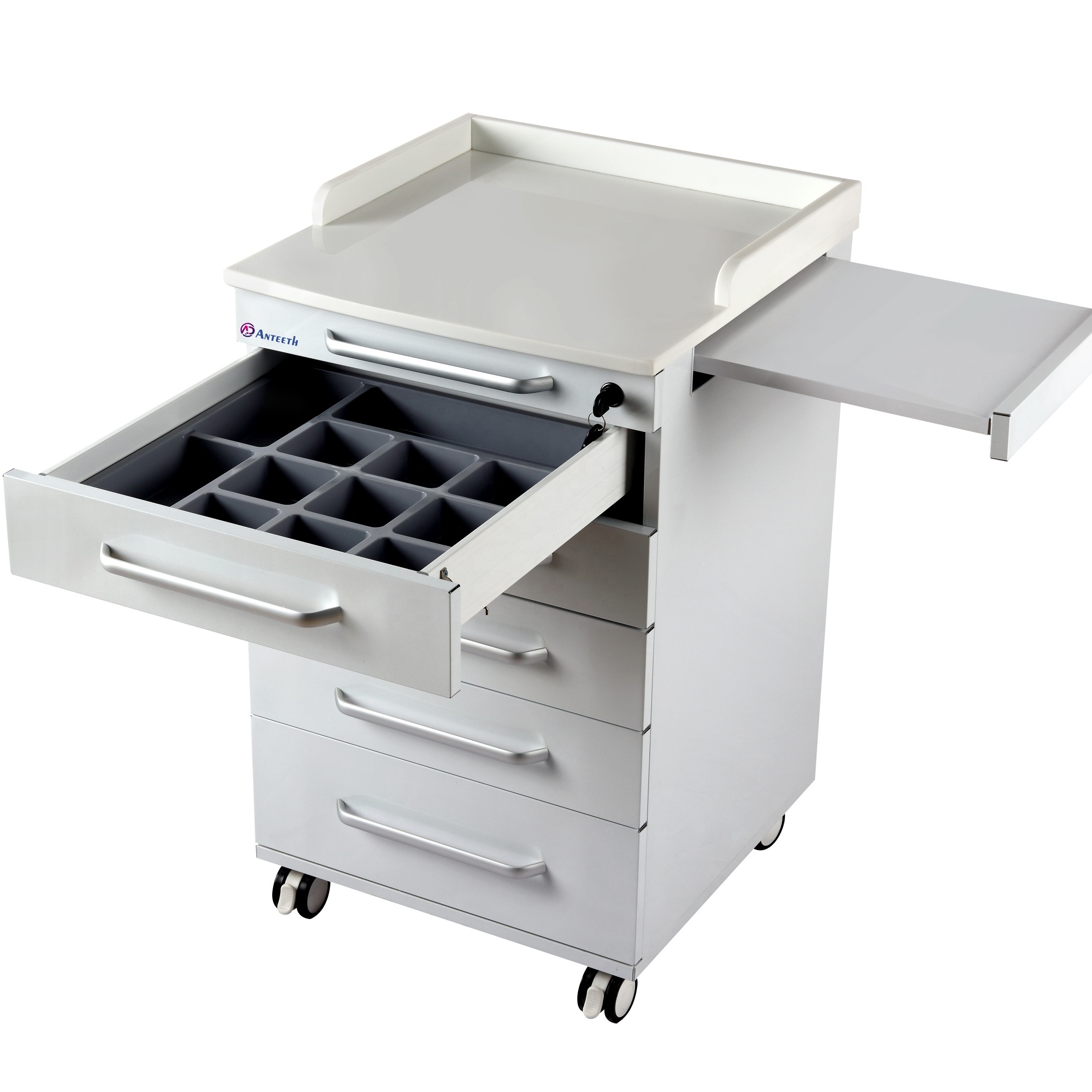 Anteeth customized medical table stainless steel material mobile trolley drawers dental cabinet furniture clinic