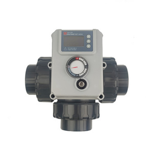 Remotely control motorized T port 3 way valve 4 types valve body material PPH CPVC UPVC PVDF various control way