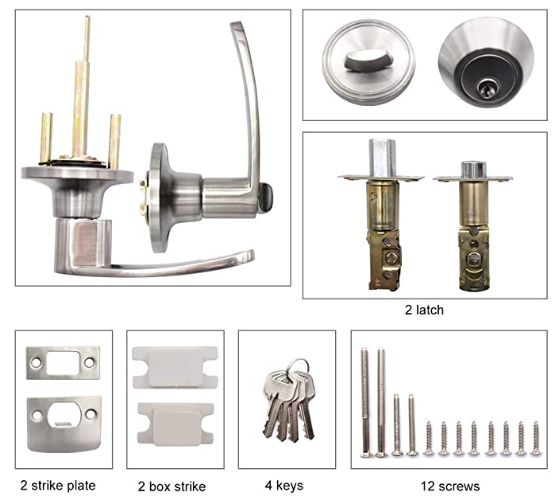 security keylock residential door handle with key Entry lever set lock  with Single Deadbolt  door locks ANSI USA GRADE 3