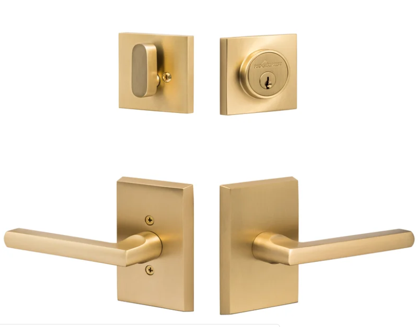 bright Gold color Fancy Modern zinc alloy material hot sale dummy storeroom privacy  door lever handle  locks