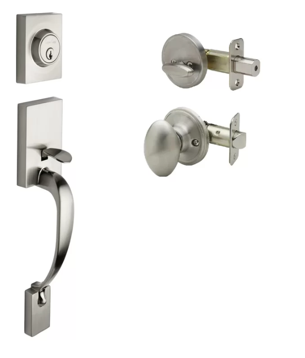 Matt Black Fashion Handleset with Single Cylinder Deadbolt and Door Knob and Fashion Rosette