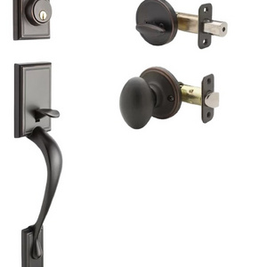 Matt Black Fashion Handleset with Single Cylinder Deadbolt and Door Knob and Fashion Rosette