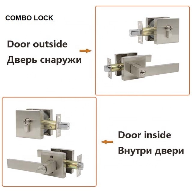 Invisible door handle with interior door locks keys outside Button inside single Cylinder Deadbolt Lockset door hardware