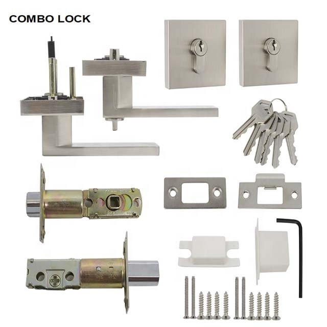 Invisible door handle with interior door locks keys outside Button inside single Cylinder Deadbolt Lockset door hardware