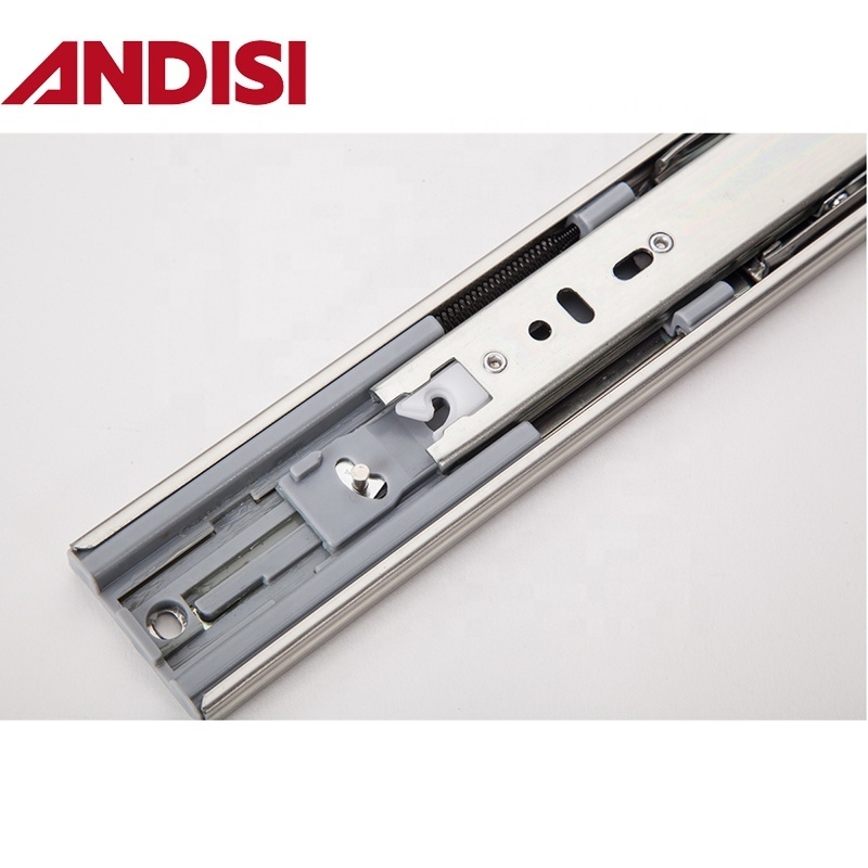 Furniture hardware telescopic channel 45mm soft close ball bearing drawer rails slide soft closing for drawers