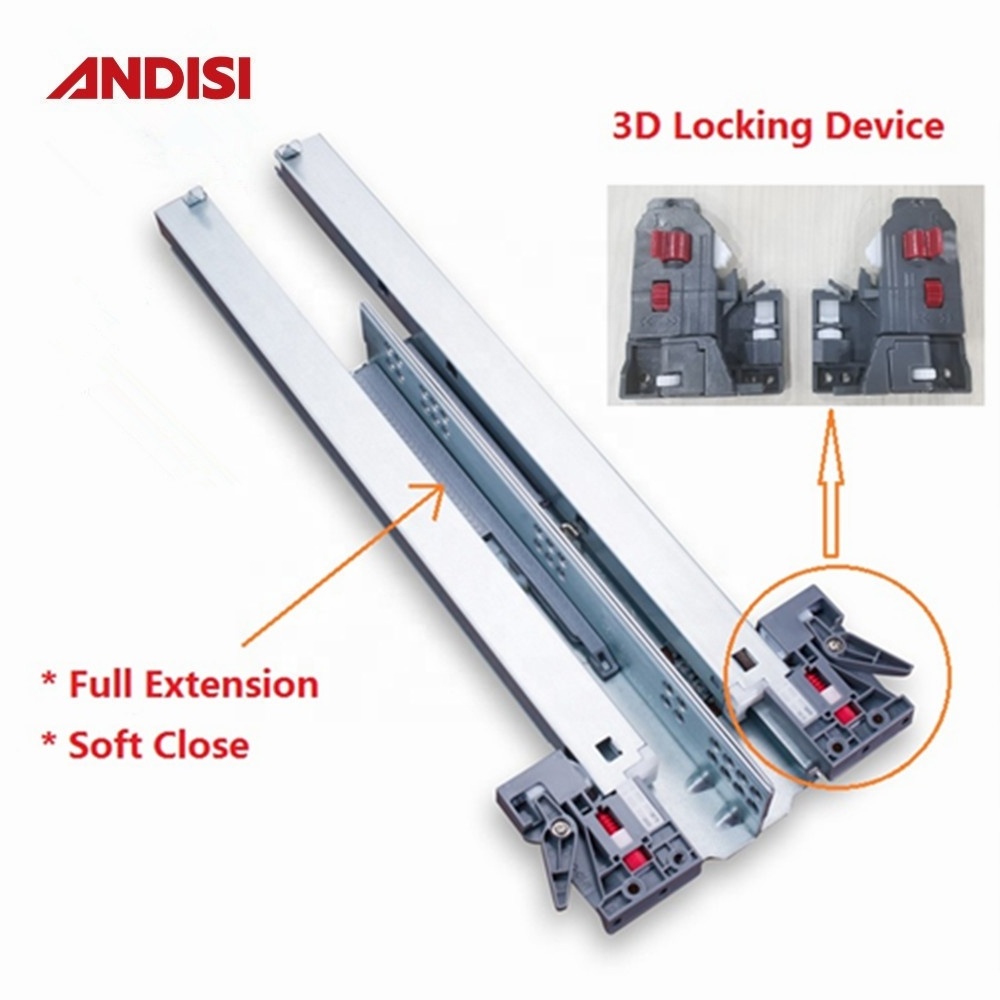 OEM factory manufacturing High quality 3D plastic clip Full extension soft close undermount drawer under mount slide