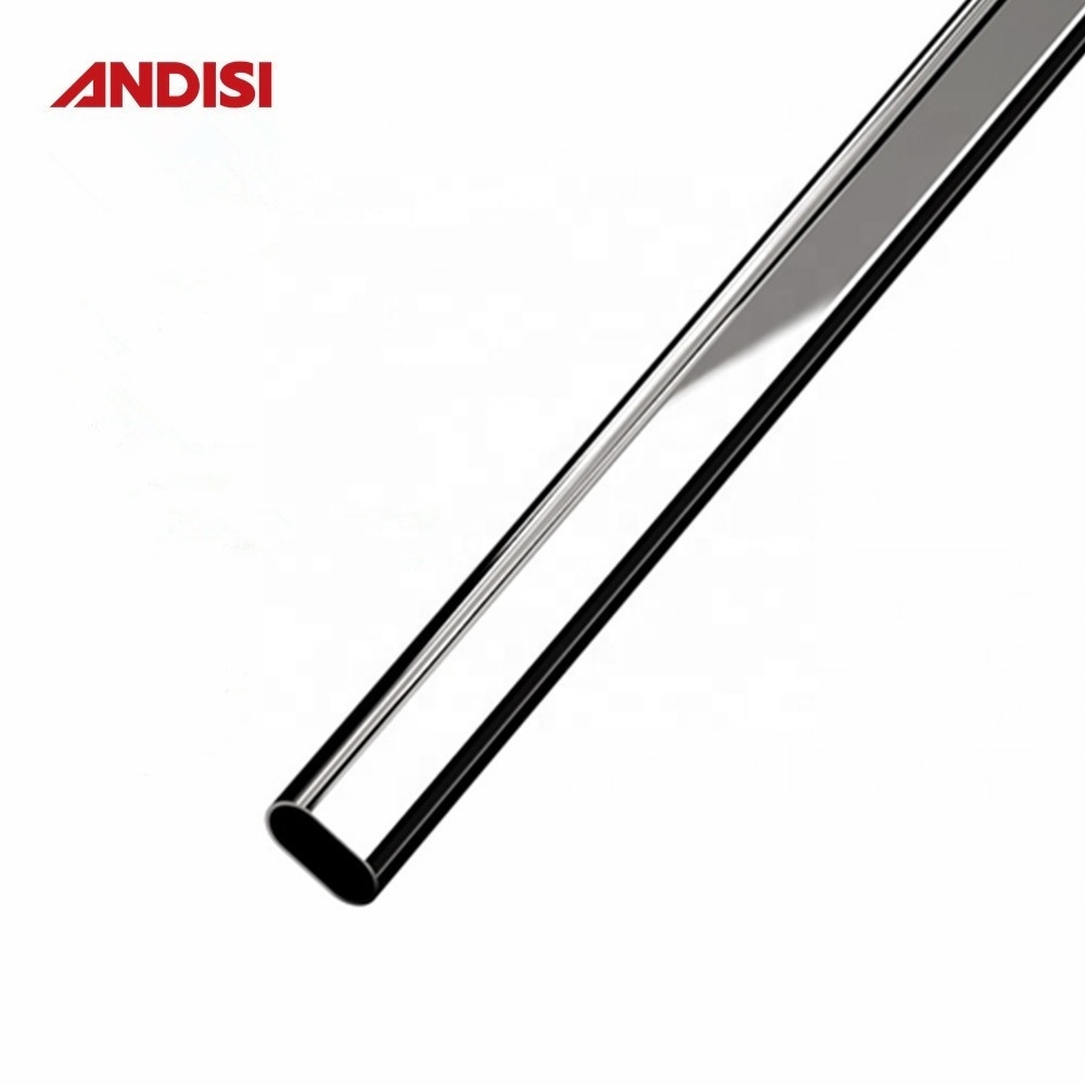 Furniture wardrobe clothes closet rod hard chrome plated oval steel tube hanging rail rod for clothes