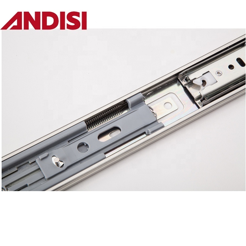 Furniture hardware telescopic channel 45mm soft close ball bearing drawer rails slide soft closing for drawers