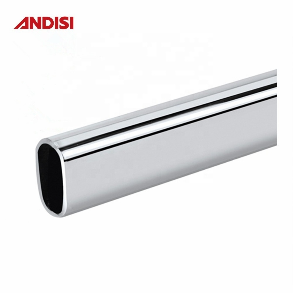 Furniture wardrobe clothes closet rod hard chrome plated oval steel tube hanging rail rod for clothes