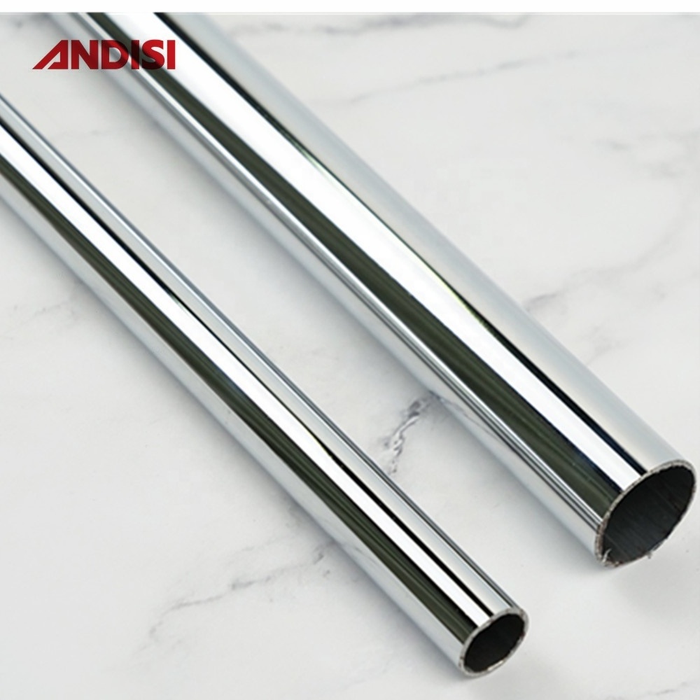 Round 19mm 25mm 30mm 50mm chrome black white wardrobe tube iron closet chrome tube hanging rail rod for clothes