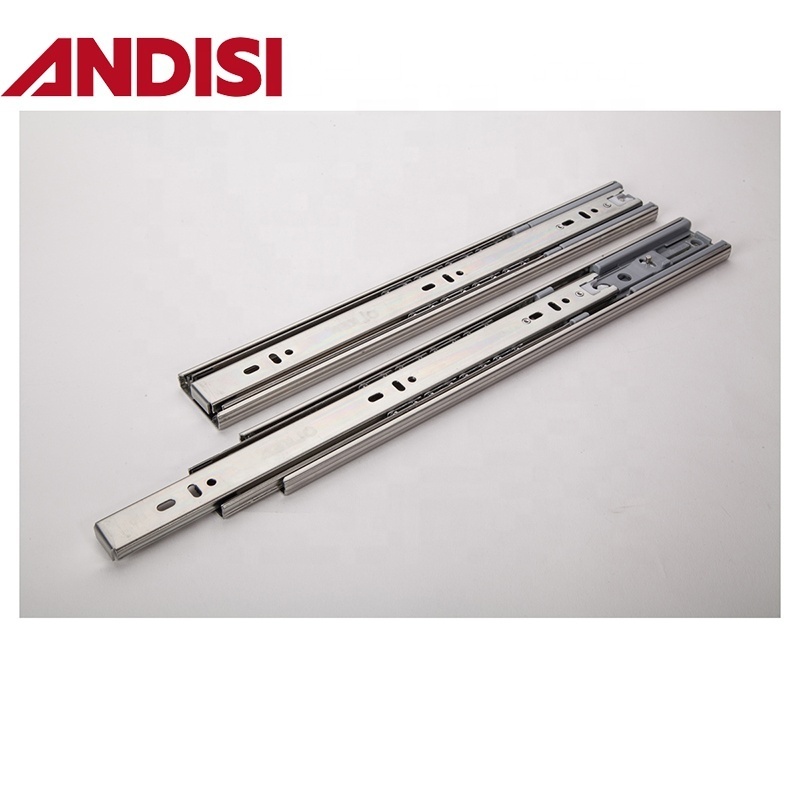 Furniture hardware telescopic channel 45mm soft close ball bearing drawer rails slide soft closing for drawers