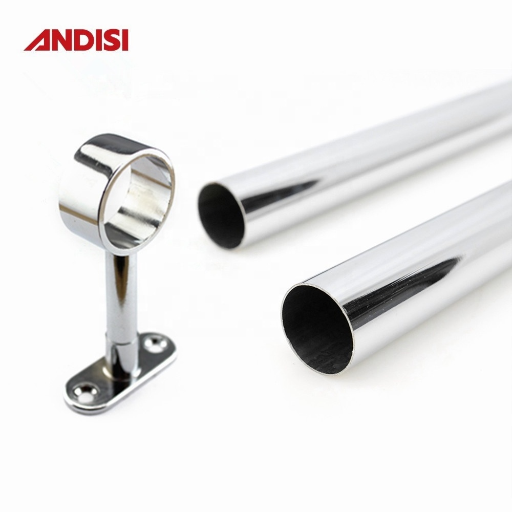 wardrobe fitting 80-120 mm height round closet pipe wardrobe rail centre support brackets adjustable rod holder