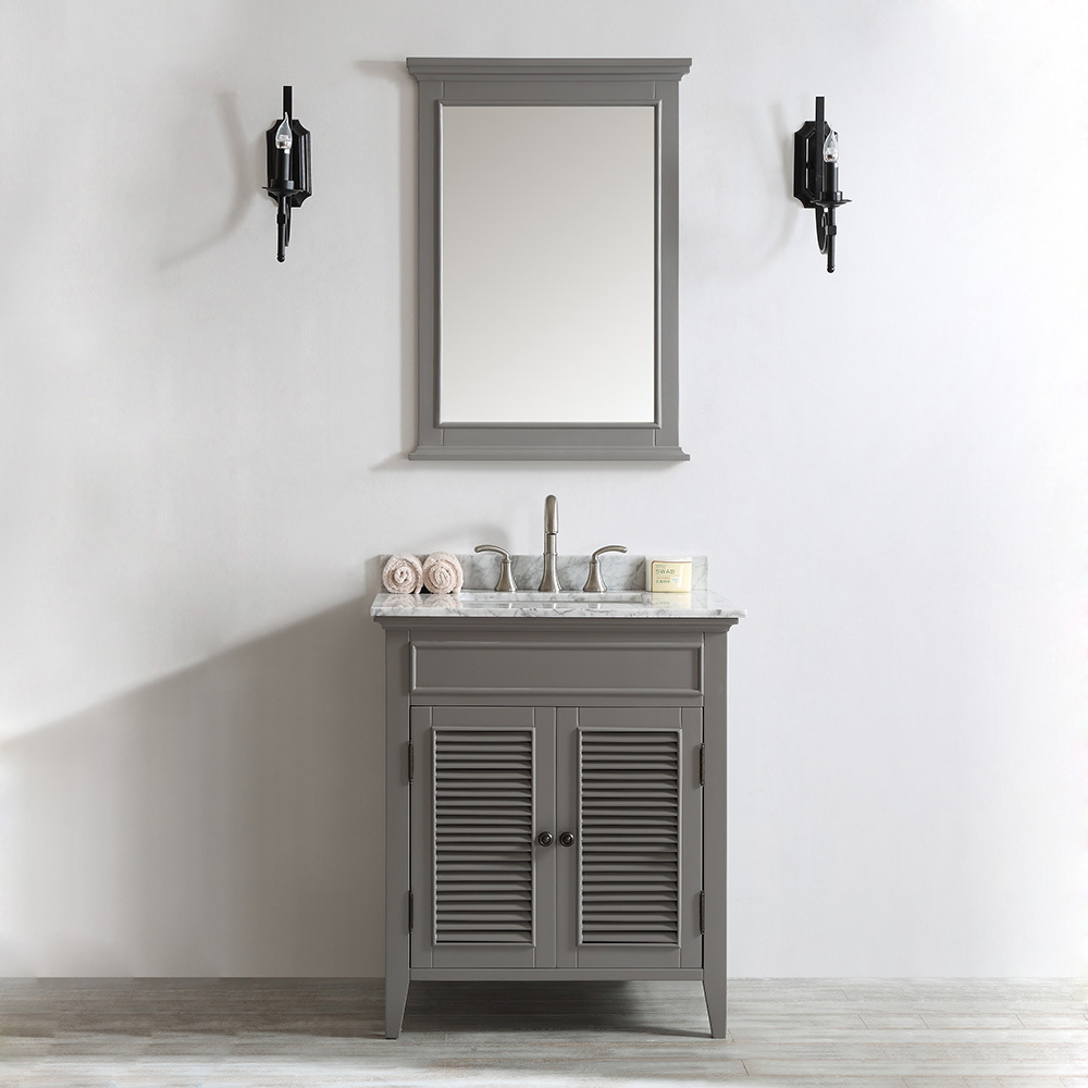 30 inch antique grey wooden marble top bathroom vanity